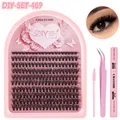 Kit d'extension de cils segmentés CMAYOME avec pince, brosse et colle Bond and Seal - Style DIY-SET-489 (Set)