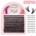 Set da 200 pezzi di ciglia individuali a grappolo in scatola rosa da 10mm a 18mm - 200 Ciuffi Misti (10-18mm) (DIY-SET-529)