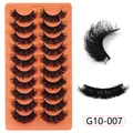 Juego de 10 pares de pestañas postizas negras densas 3D G10-007 en bandeja naranja - Estilo Radial Estéreo (G10-007)