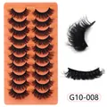 Set de 10 pares de pestañas postizas 3D dramáticas con pestañas densas cruzadas en G10-008 - Estilo Rizado Entrecruzado (G10-008)