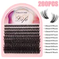 Set de pestañas individuales 200 grupos caja rosa con longitudes de 10mm a 18mm - Paquete de 200 Racimos (DIY-SET-530) / 10-18mm Longitudes Mixtas