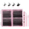 DIY individual eyelash extension kit with lashes, glue, sealant and pink tweezers - Eyelashes With Glue And Tools (DIY-JMS-124)