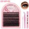 Kit d'extension de cils DIY avec outils roses, colle bond et seal, et cils denses C-curl - Style DIY-SET-491 (Set)
