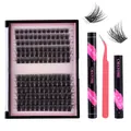 Kit de extensión de pestañas DIY curva C con pestañas 8-16mm bond seal y pinzas - Bandeja de Pestañas Con Sellador de Unión Pinzas Removedor (DIY-SET-558)
