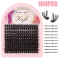 Kit de 160 racimos de pestañas individuales en bandeja rosa, largos de 10mm-18mm - Paquete de 160 Racimos (DIY-SET-531) / 10-18mm Longitudes Mixtas