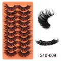 10 pares de pestañas postizas 3D espesas con fibras sintéticas rizadas, estilo G10-009 - Estilo Grueso Multicapa (G10-009)