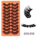 Juego de 10 pares de pestañas postizas sintéticas 3D voluminosas modelo G10-010 - Estilo Entrecruzado Segmentado (G10-010)