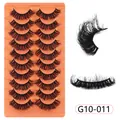 Set de 10 pares de pestañas postizas 3D esponjosas de densidad natural modelo G10-011 - Estilo Grueso en Forma de Abanico (G10-011)