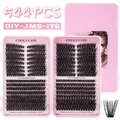 Σετ βλεφαρίδων DIY με 544 τμήματα σε μήκη 8mm έως 16mm για φυσικό όγκο και μήκος - Μικτό Στυλ 80D+100D (DIY-JMS-176)