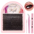 Kit de extensión de pestañas individuales con pegamento rosa, pinzas y cepillo - Pestañas y Juego de 3 Herramientas (DIY-SET-537) / Con Pegamento/Pinzas/Cepillo