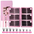 DIY cluster lashes kit with 30D-100D DD curl segments, bond and seal, plus pink tools - DIY-JMS-140 (3-Piece Tool Set)