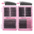 DIY cluster lash extension set featuring 50D and 60D 10-16mm thick volume eyelashes - 50D/60D Mixed Density (No Tools)