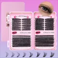 DIY cluster lash extension kit with black individual lashes 8-16mm in dual pink trays - 178 Style (No Tools)