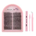 DIY cluster eyelash kit with spiky and fluffy lashes, pink bond and seal, and tweezers - Lashes & Glue Tool Set (DIY-SET-575)