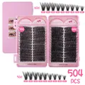 DIY cluster lashes set 50D 60D 504pcs in 8-16mm natural curl and thick volume - 50D 60D Density Style