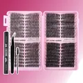 Kit d'extension de faux cils DIY avec colle et pince en longueurs 10-16mm - Style 155 Avec Colle Noire Pince Et Pinceau