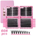 DIY cluster lashes set with 50D and 60D density in a 608-piece pink storage box - Diy-jms-159 [50d+60d] 608 Clusters