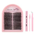 DIY eyelash extension kit with 216 clusters, bond, seal, and pink tweezers set - Lashes & Glue Tool Set (DIY-SET-576)