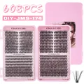 Σετ βλεφαρίδων DIY 608 τεμαχίων με μήκος 8-16mm σε κομψή ροζ θήκη βλεφαρίδων - Μικτό Στυλ 30D+40D (DIY-JMS-174)