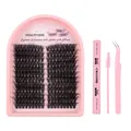 DIY cluster eyelash extension kit with 216 clusters, pink bond and seal, plus pink tweezers - Lashes & Glue Tool Set (DIY-SET-578)