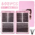 Σετ 608 τεμαχίων DIY βλεφαρίδες σε ροζ κουτί με ανάμεικτα μήκη από 8 έως 16 mm - Μικτό Στυλ 50D+60D (DIY-JMS-175)