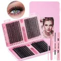 Kit d'extension de cils DIY avec cils noirs 10-18mm, pince à épiler et colle - Kit de Cils Avec Colle Et Outils (DIY-JMS-163)