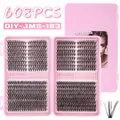DIY cluster eyelash extension kit with 608pcs in 10-18mm natural black synthetic fiber - Diy-jms-183 [30d+40d] 608 Clusters