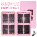Σετ 560 φυσικών βλεφαρίδων cluster με ροζ θήκη για DIY μακιγιάζ ματιών και ομορφιά - Μοντέλο DIY-JMS-170 (Χωρίς Εργαλεία)