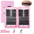 DIY cluster lash extension set featuring 572pcs 50D and 60D natural black synthetic fibers - 193 Style (No Tools)