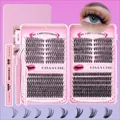 DIY individual eyelash cluster extension kit with pink tweezers and dual lash bond and seal - 177 Style (With Pink Tools)