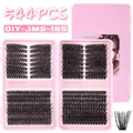DIY cluster lash extension kit with 544 pieces in 10-18mm length mix in a pink box - Diy-jms-185 [80d+100d] 544 Clusters