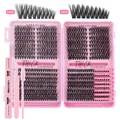 Pink DIY lash cluster kit with 30D/40D extensions, bond & seal glue, and tools - 30D/40D Mixed Density + Pink 3pcs Tool Set