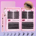 DIY eyelash extension kit with 504 clusters, pink tweezers, and bond and seal glue - 178 Style (With Pink Tools)