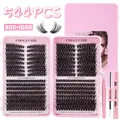 DIY wimperset met 544 clusters 8-16mm inclusief bond & seal lijm en roze pincet voor ogen - 80D+100D Wimpers Met Toolset (DIY-JMS-176)