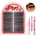 Thick and fluffy DIY eyelash cluster kit with bond, seal, pink tweezers and brush - DIY-SET-582 With Glue Tool Kit