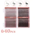 640er-Set DIY-Cluster-Wimpern mit 10D-40D Volumen und 8-16mm gemischten Längen - 10D-40D Gemischte Wimpern (Kein Werkzeug)