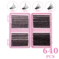 Set de 640 pestañas postizas DIY en caja rosa con volumen 30D-60D y largo 10-18mm - Pestañas de Densidad Mixta 30D-60D (JMS-206)
