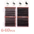 DIY cluster lashes 640pcs mixed 8-16mm in 50D 60D 80D 100D densities natural black - 50D-100D Mixed Lashes (No Tools)