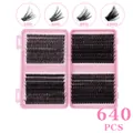 DIY cluster lashes set with 640 pieces in 50D to 100D volume and 12 to 18mm lengths - Diy-jms-207