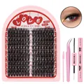 DIY cluster lashes set with pink tweezers, brush, and dual-ended bond and seal adhesive - DIY-SET-585 With Glue Tool Kit
