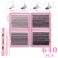 Kit de pestañas postizas DIY caja rosa, 640 grupos de 10-18mm con accesorios - Juego De Tres Piezas De Pegamento Rosa Diy-jms-205+