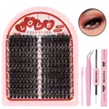 Thick and fluffy individual lash cluster set with bond, seal, tweezers and brush - DIY-SET-586 With Glue Tool Kit