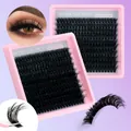 Pestañas en racimo DIY con volumen natural y banda negra suave en estuche rosa - DIY-SET-617