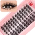 Ciglia finte individuali naturali e spesse con fibre ricce su base rosa tenue - Stile Scatola Singola 595 (DIY-SET-595)