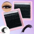 Pestañas postizas negras densas en racimos DIY en una bandeja rosa práctica - DIY-SET-619