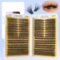 DIY cluster lashes set in white box with dense black wispy extensions and natural curl - Single Box Eyelash Clusters (DIY-TZ-143)