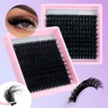 Kit de extensiones de pestañas individuales DIY con racimos negros en bandeja rosa - DIY-SET-620