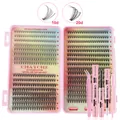 Kit extension ciglia fai-da-te con ciuffi 10D/20D, applicatore rosa e colla bifasica - Kit 10D/20D Con Strumenti