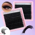 Set ciglia a ciuffetti fai-da-te in vaschette rosa con effetto volume e dettaglio posa - Stile DIY 621 (DIY-SET-621)