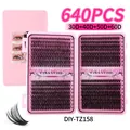 DIY 640pcs individual lash clusters kit 9-16mm mix length in pink storage box - 30D-60D Mixed Lash Clusters (DIY-TZ158)